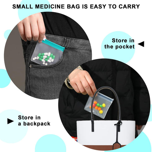 Sliverdew (7 Zippered Pill Pouch Reusable Pill Pouch Bags Storage Pouches with Slide Lock Pill Bags Small Portable Pill