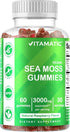 Vitamatic Irish Sea Moss Gummies – 3000mg Equivalent Per Serving, 60 Ct Supplement with Bladderwrack & Burdock Root for