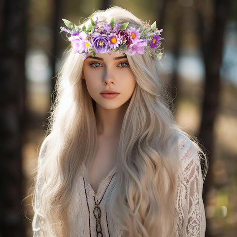 Vivivalue Fairy Floral Crown Woodland Headband, Flower Headpiece Hair Wreath for Women Girls