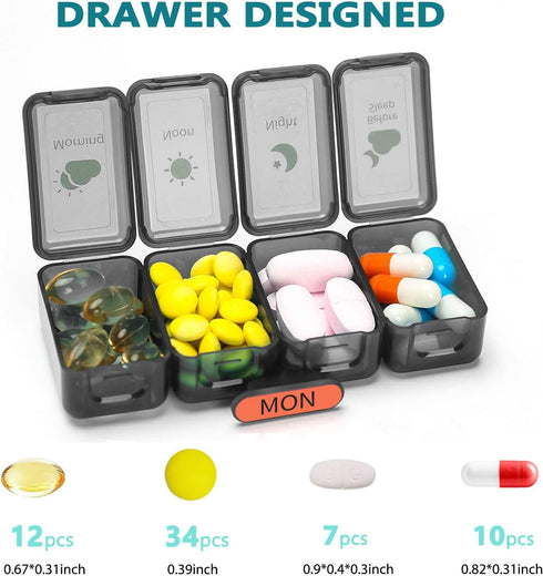 ONEUPIN 7 4 Weekly Pill Organizer Day Times a Day Large Pill Box Organizer with Drawer Designed Daily Pill Organizer