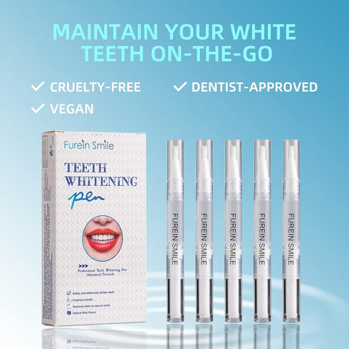 Teeth Whitening Pen, 5 Pens, 50+ Treatments, 35% Carbamide Peroxide Tooth Whitener Gel Brush