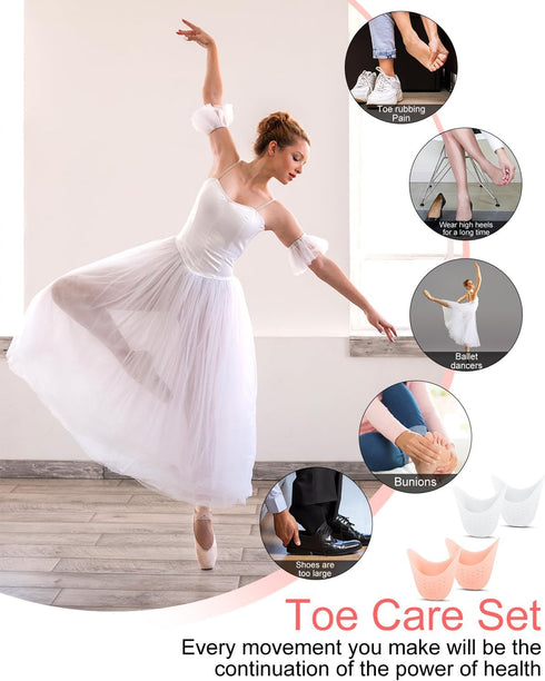 8Pcs BLATOWN Silicone Toe Protectors, Gel Toe Pads for Pain Relief, Fit for High Heel, Ballet, Point Shoes (Beige)