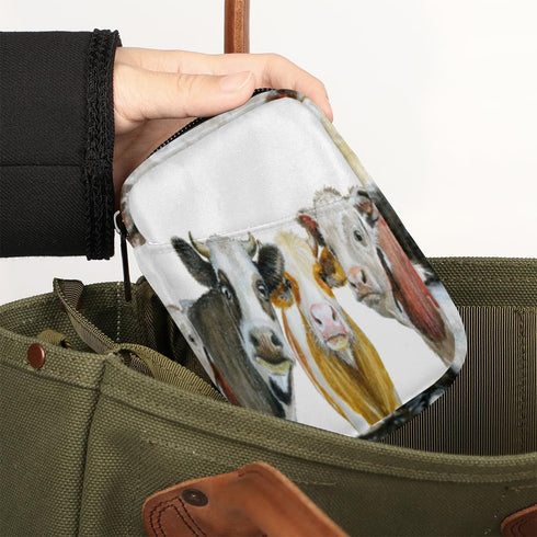 Honeybaby Funny Cow Faces Pill Case Bag Portable Weekly Pill Organizer Travel Pill Organizer Case Bag with Zipper