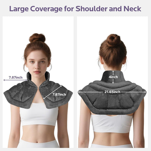 Microwave Heating Pad for Neck Shoulder and Back Pain, Weighted Microwavable Heated Neck Wrap with Lavender Scent