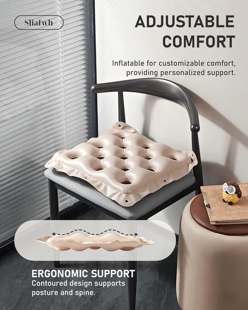 2 PCS Inflatable Seat and Chair Cushions – Tailbone, Sciatica, and Hemorrhoid Pain Relief for Office or Stadium Use