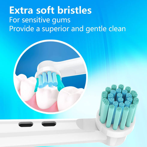 Brush Replacement Heads Compatible with Oral B Electric Toothbrushes, 4 Count, Extra Soft Bristles for Sensitive Gum Care, Refills for Braun Pro Series, for Smart Series