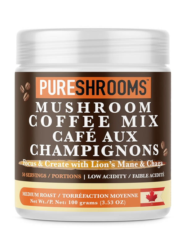 Focus & Create Adaptogenic Instant Mushroom Coffee, 50-Serve Pack with Lion’s Mane & Chaga for Brain Support