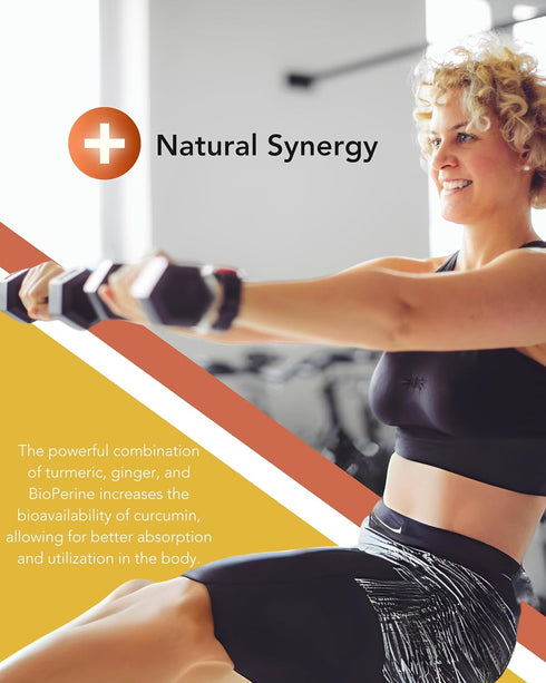 Organic Turmeric & Ginger Capsules - 95% Curcuminoids with BioPerine for Joint, Digestion, Immunity Support