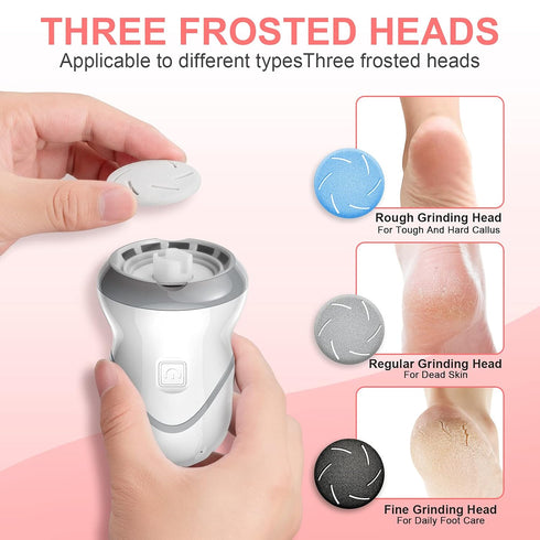 Professional Electric Feet Callus Remover, Portable Rechargeable Foot File with Vacuum Adsorption and 3 Grinding Heads