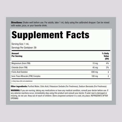 Piping Rock Liquid Fulvic Acid Drops | 2 fl oz | with Trace Minerals | Ionic Supplement | Vegetarian, Non-GMO & Gluten Free