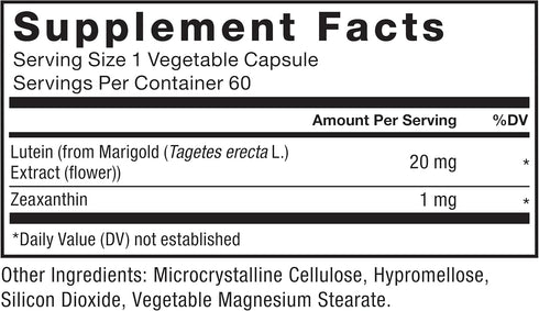 FORCE FACTOR Lutein and Zeaxanthin Eye Vitamins 20mg - 60 Vegan Vegetable Capsules for Eye Health