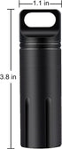 SHD Outdoor EDC Pill Box Container, Black Aluminum Alloy Waterproof Pill Holder Case for Hiking Camping