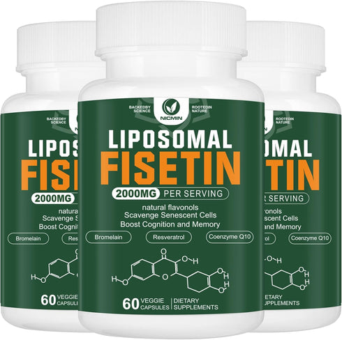 Liposomal Fisetin Supplement 2000MG, 98% Pure Fisetin Polyphenols with Quercetin, TMG, Resveratrol, 180 Capsules