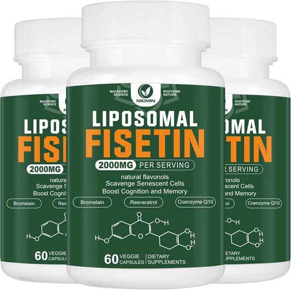 Liposomal Fisetin Supplement 2000MG, 98% Pure Fisetin Polyphenols with Quercetin, TMG, Resveratrol, 180 Capsules