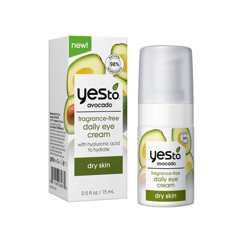 Yes To Avocado Daily Eye Cream, Fragrance-Free, Hydrating & Smoothing with Hyaluronic Acid & Omega 3, 0.5 Fl Oz