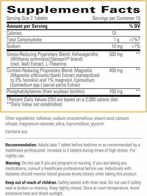 Integrative Therapeutics Cortisol Manager, 30 Tablets, Supplement with Ashwagandha and L-Theanine for Relaxation