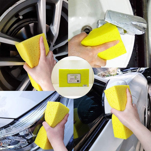 Cellulose Large Sponges for Cleaning, Pack of 3 Multi-use Scrub for Car, Boat and Kitchen, Yellow, Environmentally Safe