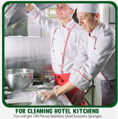 100 Pcs Stainless Steel Sponges, Scrubbing Scouring Pad for Kitchen and Household Surfaces