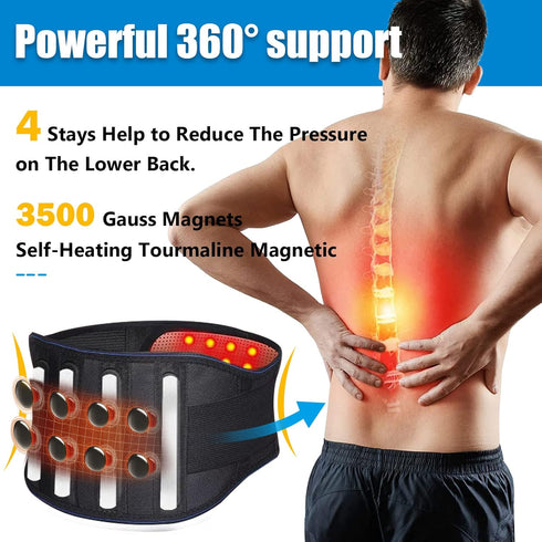 Heating Magnetic Therapy Back Brace Support Belt for Men Women, for Sciatica, Herniated Disc, Scoliosis Pain Relief -