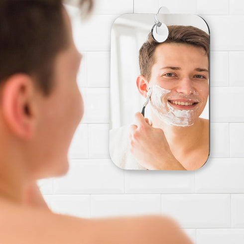 HONEYBULL Fogless Shower Mirror - Anti-Fog Acrylic Mirror with Razor Holder, No-Drill Wall Mount, Medium 6x8in