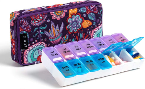zumd Weekly Pill Organizer 2 Times a Day, Pill Box 7 Day with