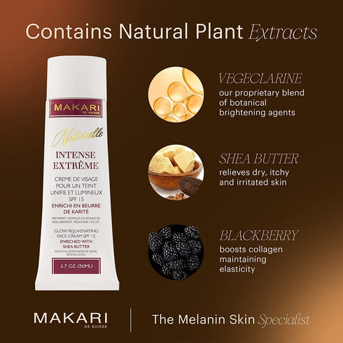 Makari Naturalle Intense Extreme Brightening Face Cream, 1.7 oz - Anti-Aging Treatment for Acne Scars, Stretch Marks,