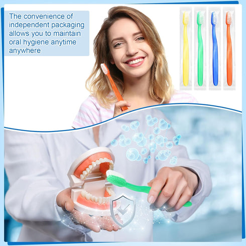 200 Pcs Prepasted Disposable Toothbrushes, Bulk Individually Wrapped, Colorful for Travel, Homeless, Hotel