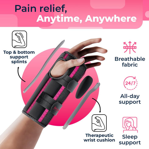 DR. BRACE Adjustable Wrist Brace for Night Support - Carpal Tunnel, FSA & HSA Eligible, Double Splint & Therapeutic