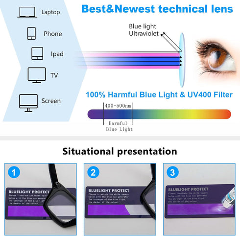 DXYXYO 3 Pack Reading Glasses 2.0 Women Blue Light Blocking Mens Oversized Rectangle Computer Readers Retro Fashion
