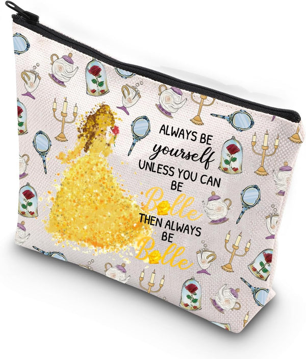 Beauty Movie Makeup Bag, Fans Gift for Princess Birthday, Fairy Tales Cosmetic Bag (ALWAYS BE Bellee)