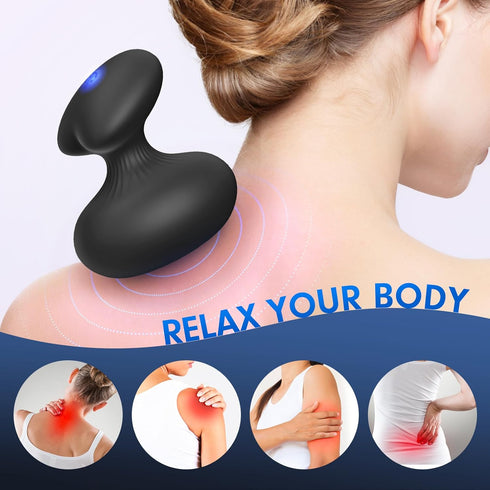 MANFLY Fully Waterproof Massage Ball, Portable Handheld Neck Massager, Multifunctional Rechargeable Muscle Massage Tool
