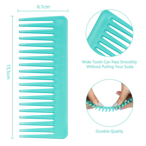 Large Hair Detangling Comb for Curly, Wet Dry Hair, Patelai Wide Tooth Comb, No Handle Accessories (White, Cyan)
