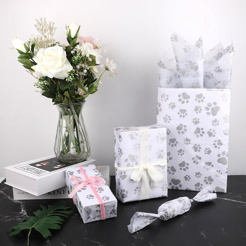 30pcs Dog Paw Tissue Paper, 20x14in Cute Paw Print Sheets for Gift Wrapping, Wedding Birthday Party Supplies