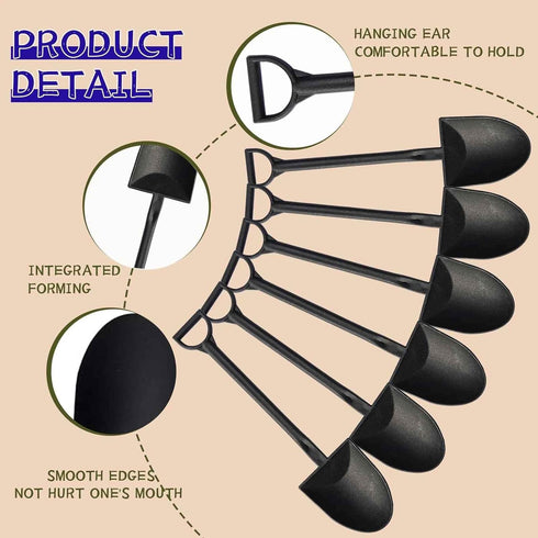 Pluzmecalm 20 Pcs Mini Shovel Shape Spoons Black Shovels Spoons for Ice Cream, Cake, Yogurt, Halloween, Christmas Party