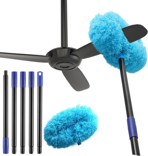 7 Ft Ceiling Fan Cleaner Duster, Washable with Long Pole, Reusable Duster for High Ceilings, Fans, Furniture