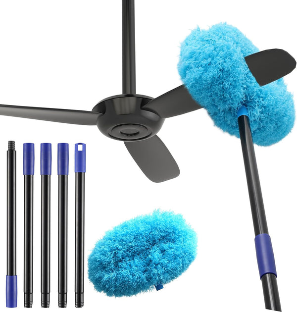 7 Ft Ceiling Fan Cleaner Duster, Washable with Long Pole, Reusable Duster for High Ceilings, Fans, Furniture