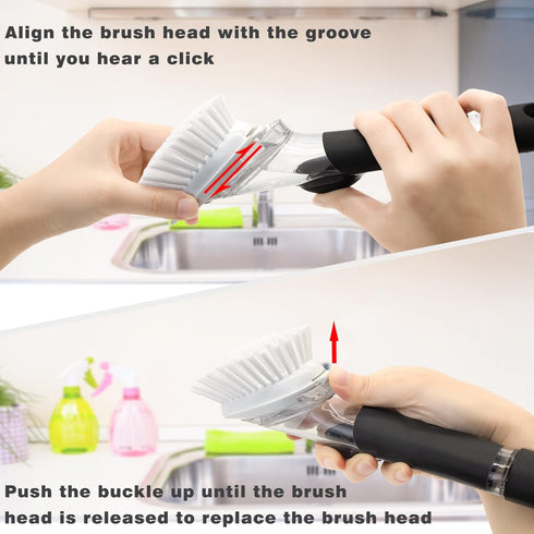 OXO Dish Brush Brush Refills - 8 Pack Replacement Cleaning Soap Dispensing Head for Scrubber (White)