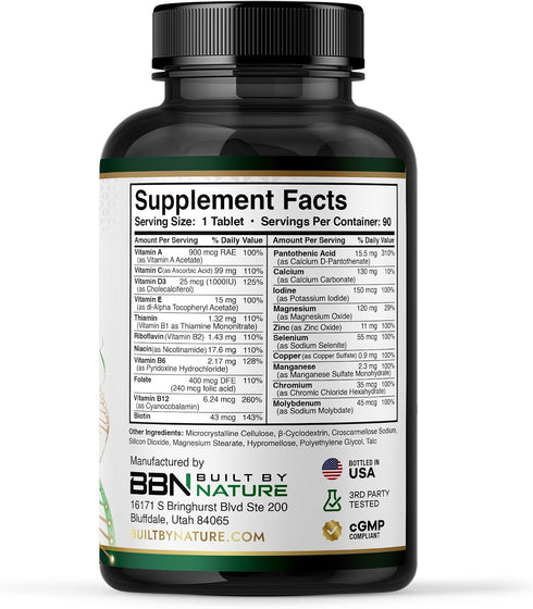 Immune, 90 Built by Nature Multivitamin for Men Mens Multivitamins & Vitamins for Men Daily Energy & Heart Health