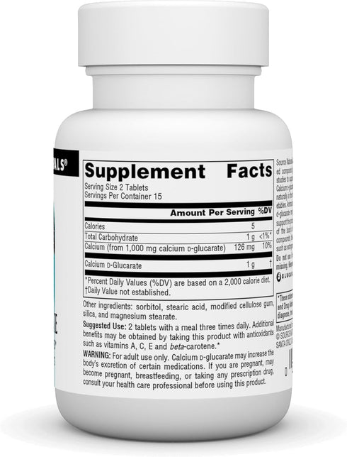 Source Naturals Calcium D-Glucarate, 500mg Cellular Detoxifier, 60 Tablets