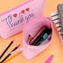 10 Pieces Pink Cotton Canvas Makeup Bag with Bottom and Strap, Multi-Purpose Cosmetic Bag with Zipper Travel Pouch