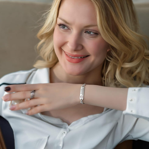 LinnaLove Interchangeable Medical Alert Bracelets for Men Women, Stainless Steel with Free Engraving