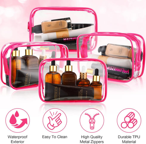 Weewooday 12 Pieces Clear Cosmetics Bag, Waterproof PVC Zippered Toiletry Carry Pouch for Vacation Bathroom