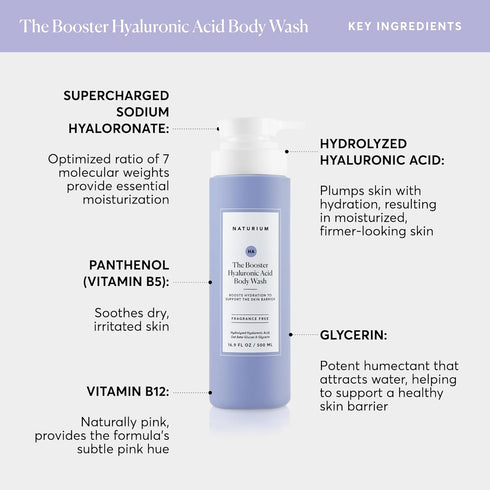 Naturium The Booster Hyaluronic Acid Body Wash, 16.9 oz, Hydrating & Moisturizing with Glycerin & Vitamin B5