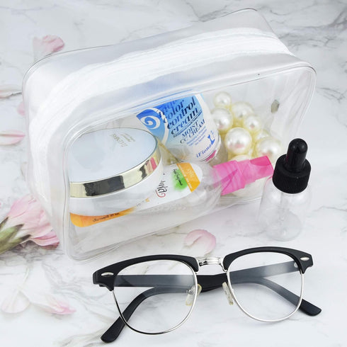 5 Packs Clear Waterproof Cosmetics Bag, TSA Approved, PVC Zippered Toiletry Pouch for Travel, Bathroom, and Organizing