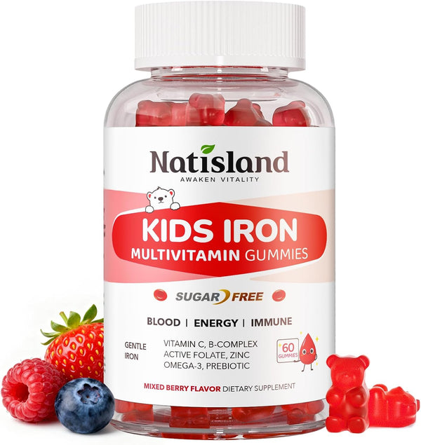 Iron Gummies for Kids & Teens, Kids Multivitamin with Iron Supplement, Vitamin