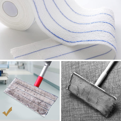 DrDirt Disposable Microfiber Mop Pads - 15 Sheets/Roll, 16.5 x 4.7 Inches, Replacement Refills for Flat Mops