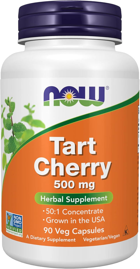 NOW Supplements Tart Cherry 500 mg - Herbal Supplement, 90 Veg Capsules, 50:1 Concentrate