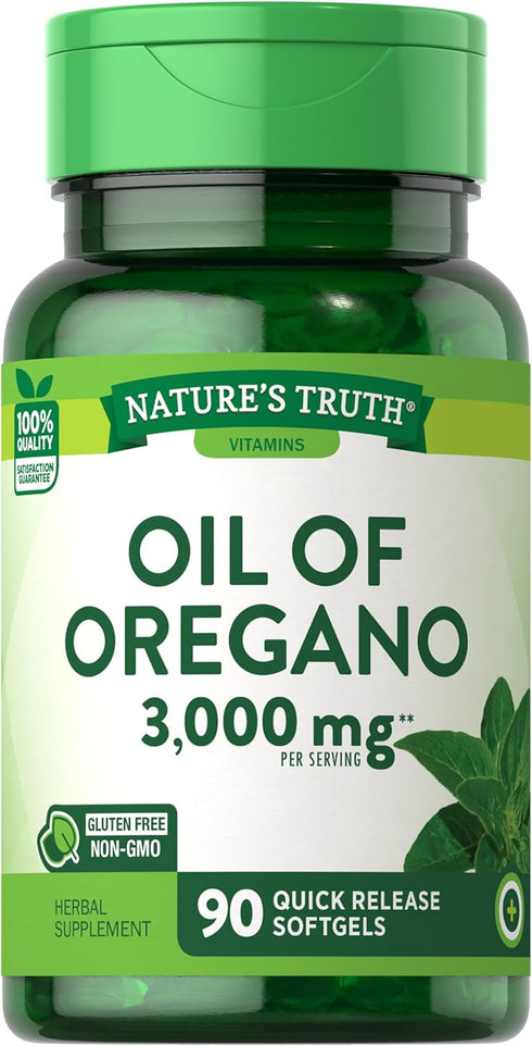 Oregano Oil Softgels, 3000mg, 90 Pills, Contains Carvacrol, Non-GMO, Gluten Free by Nature's Truth