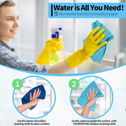 Microfiber Cleaning Cloth, 12 Pack Lint-Free Dust Polishing Rags for Windows, Stainless Steel, Eyeglasses, 12"