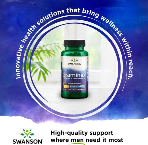 Swanson Maximum Strength Graminex Flower Pollen Extract, 60 Capsules, 500mg Each, Men's Health Supplement